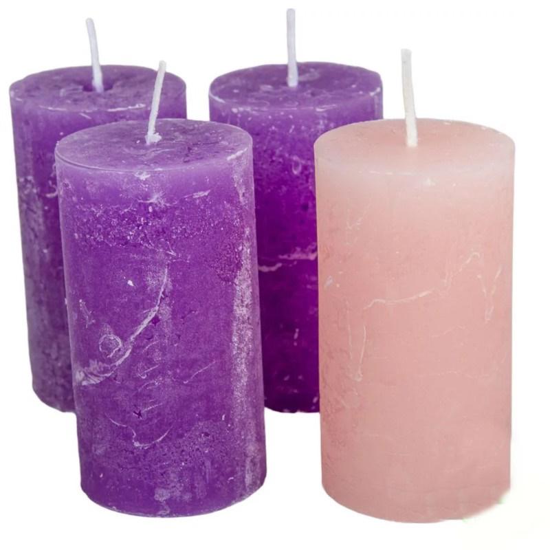Rusztikus Gyertya 40 x 75 mm - 3Lila 1Rózsaszín
