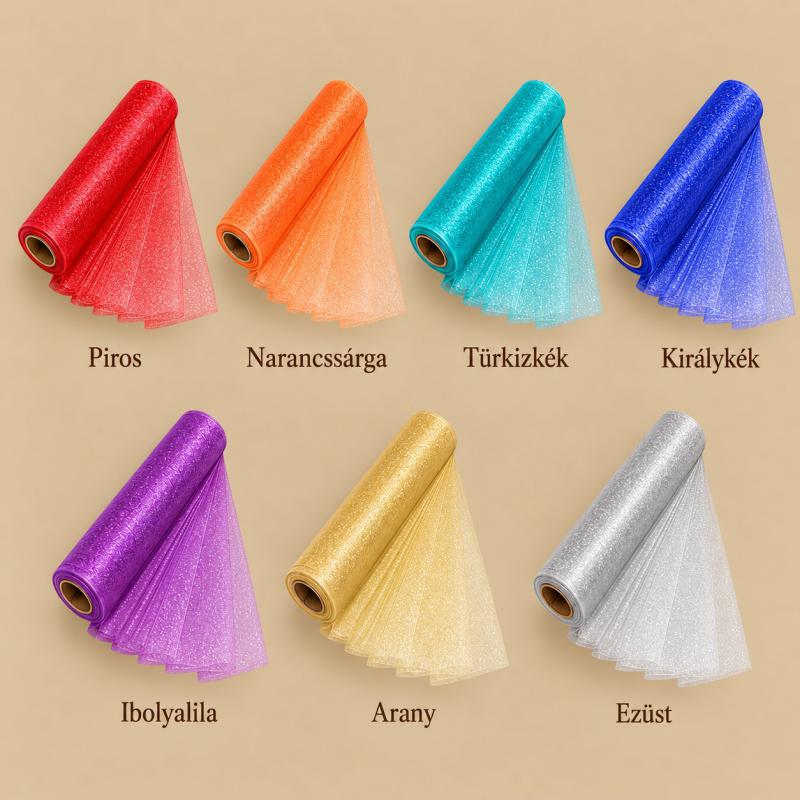 Snow organza tekercs – élénk és színes árnyalatok, 23,5 cm × 10 m