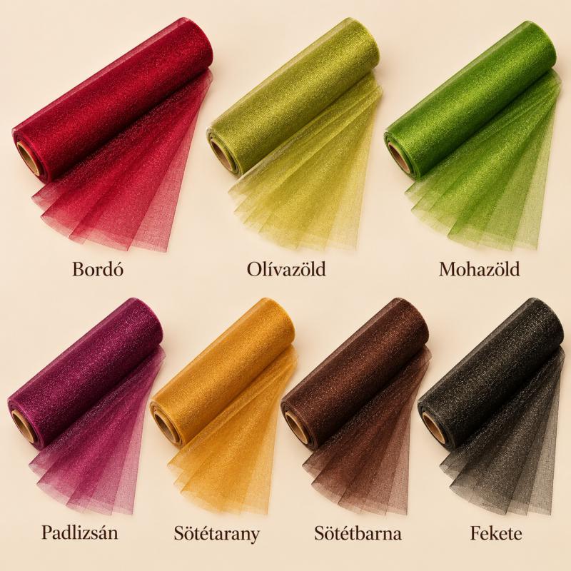Snow organza tekercs – mély és természetes árnyalatok, 23,5 cm × 10 m