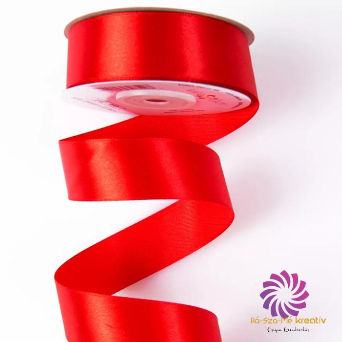 Szatén szalag 25mmx22,86m - Piros