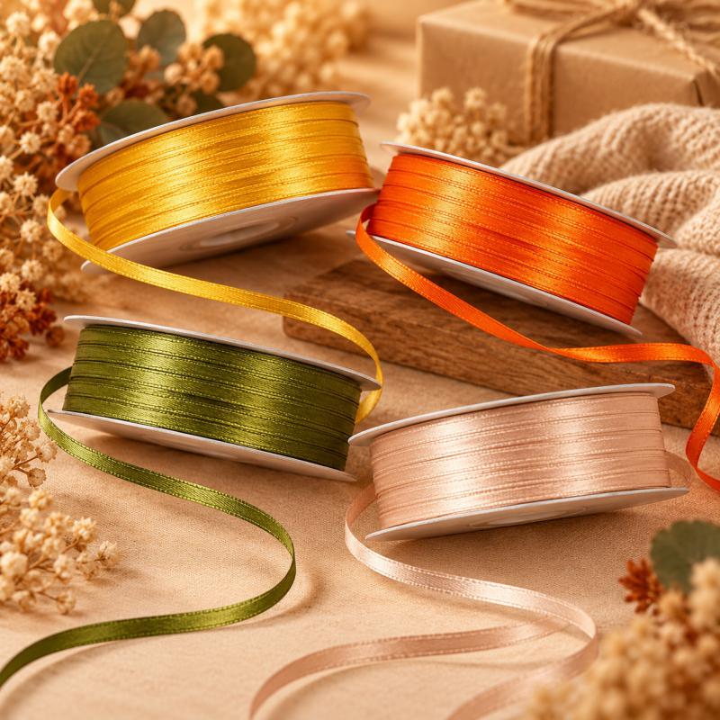 Szatén szalag 3 mm × 50 m – Meleg és őszi árnyalatok