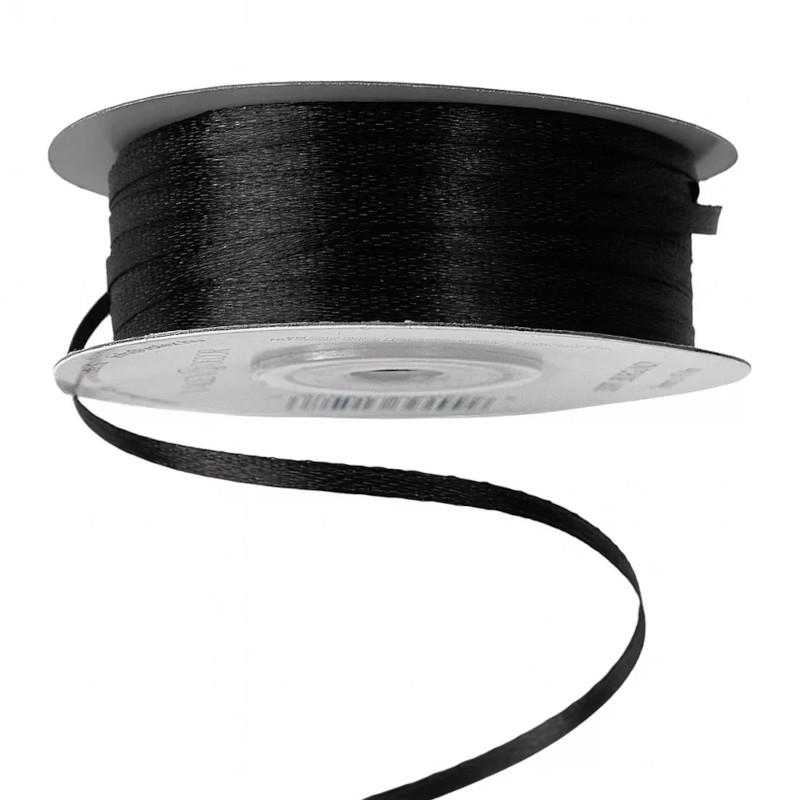 Szatén szalag 3mmx91,44m - Fekete