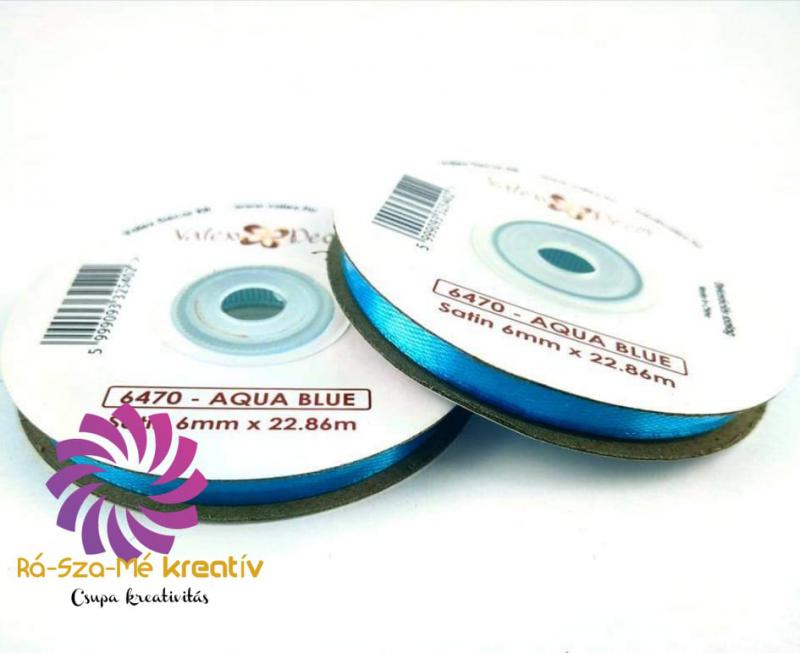 Szatén szalag 6mmx22,86m - Aqua Kék