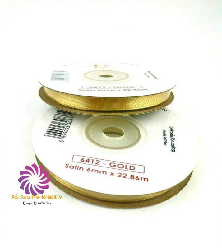 Szatén szalag 6mmx22,86m - Arany