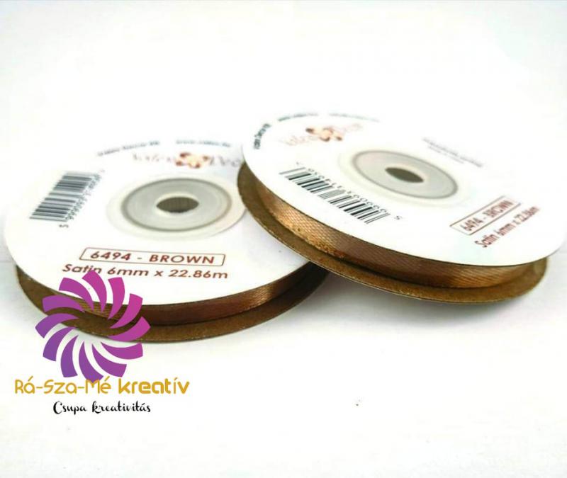 Szatén szalag 6mmx22,86m - Barna