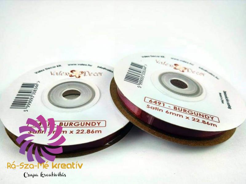Szatén szalag 6mmx22,86m - Bordó