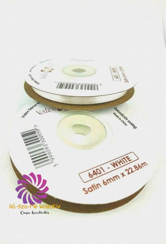 Szatén szalag 6mmx22,86m - Fehér