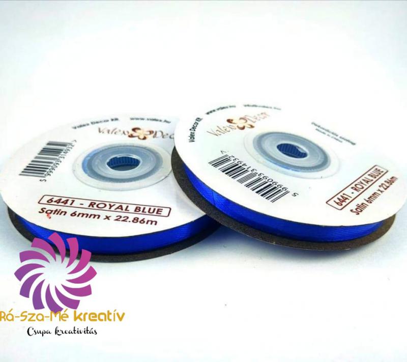 Szatén szalag 6mmx22,86m - Királykék