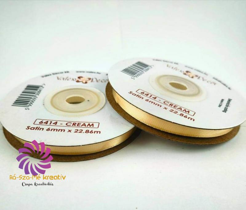 Szatén szalag 6mmx22,86m - Krém