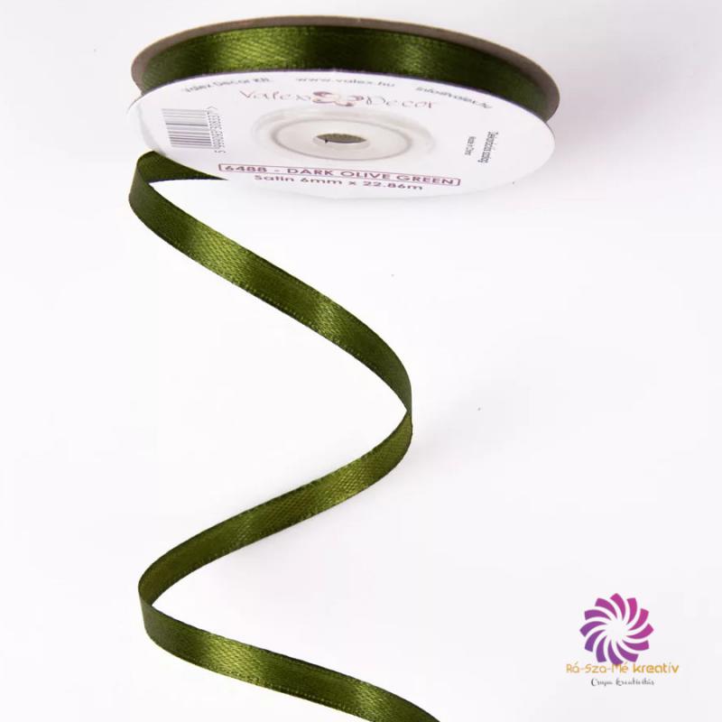 Szatén szalag 6mmx22,86m - Olívazöld