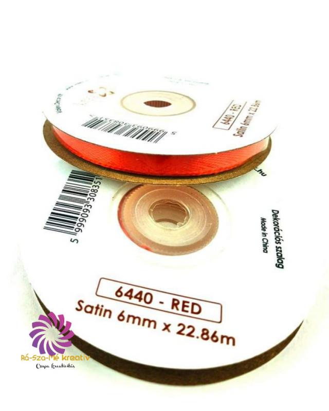 Szatén szalag 6mmx22,86m - Piros