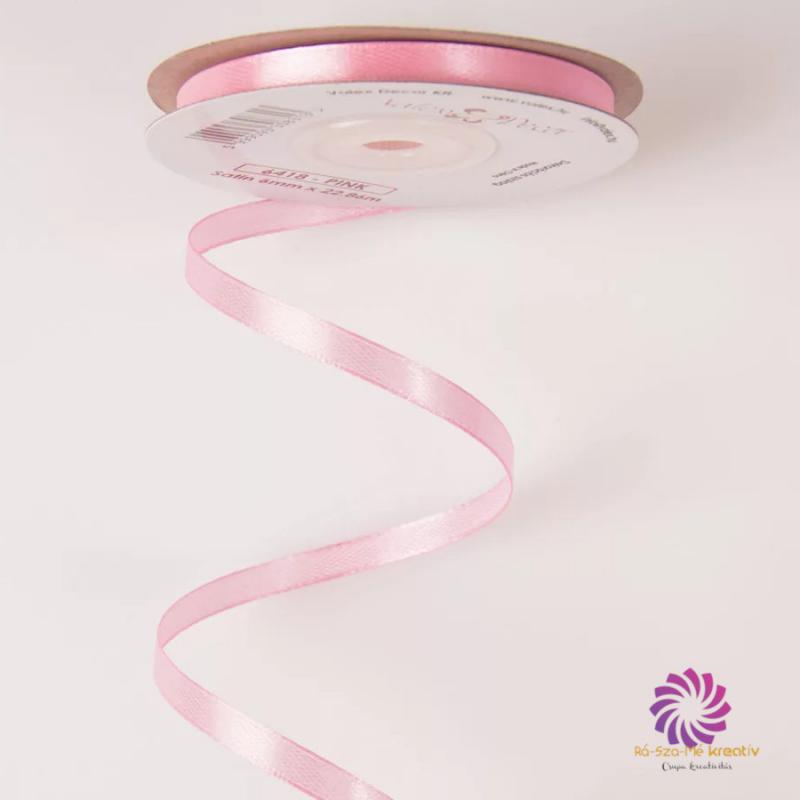 Szatén szalag 6mmx22,86m - Rózsaszín