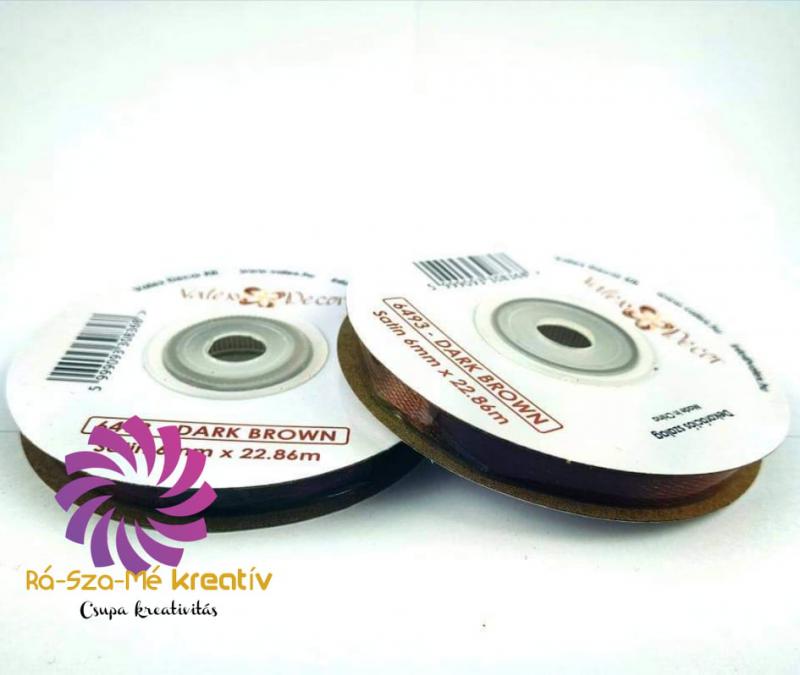 Szatén szalag 6mmx22,86m - Sötét Barna