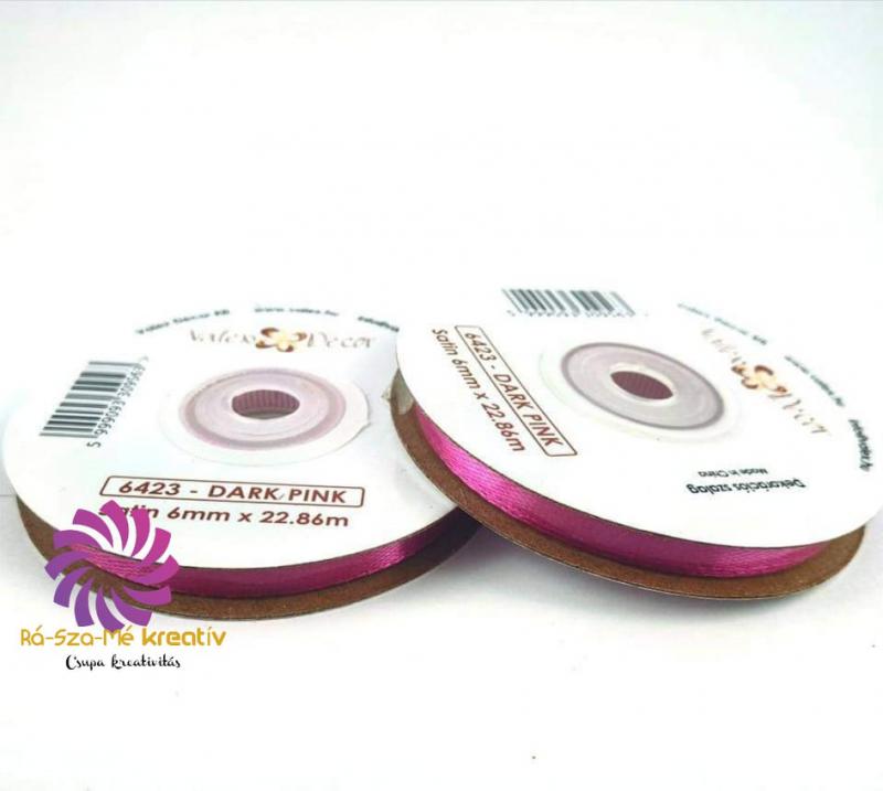 Szatén szalag 6mmx22,86m - Sötét Rózsaszín