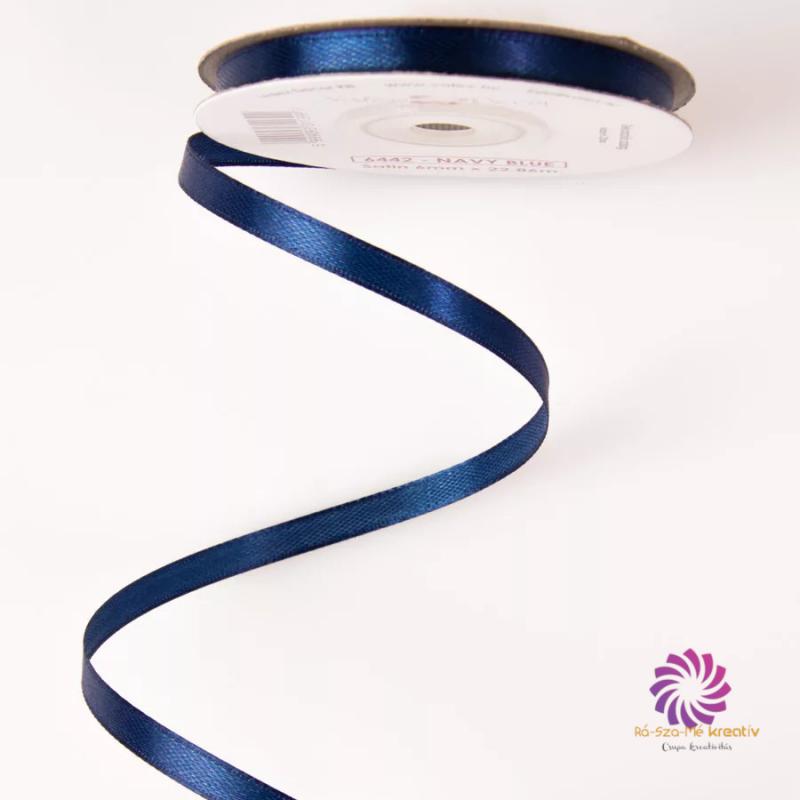 Szatén szalag 6mmx22,86m - Tengerészkék