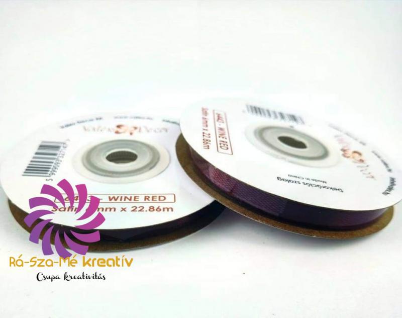 Szatén szalag 6mmx22,86m - Vörösbor