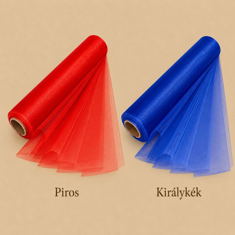 Szegély nélküli organza tekercs – élénk és színes árnyalatok, 48 cm × 10 m