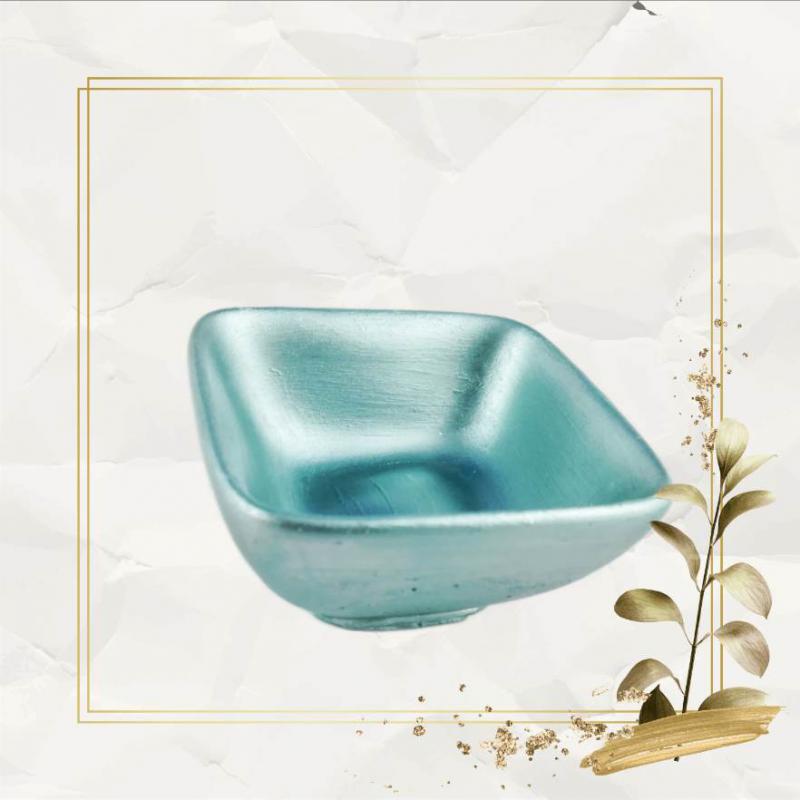 Szögletes tálka - Zöldezüst