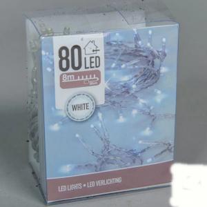 80 Led-es fényfüzér elemes (elem nélkül) - Hidegfehér