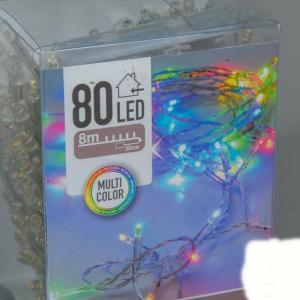80 Led-es fényfüzér elemes (elem nélkül) - Színes