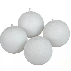 Bársony Glitter Gömb Gyertya 60 mm - Fehér szett
