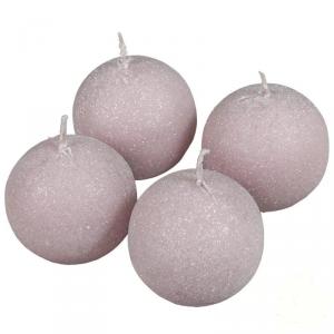 Bársony Glitter Gömb Gyertya 60 mm - Mályva