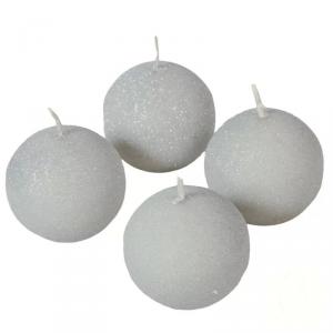 Bársony Glitter Gömb Gyertya 60 mm - Világos Szürke