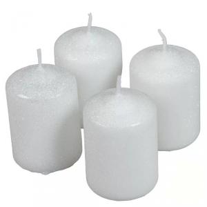 Bársony Glitter Henger Gyertya 50x75 mm - Fehér