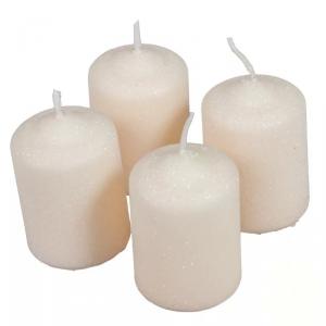 Bársony Glitter Henger Gyertya 50x75 mm - Krém szett