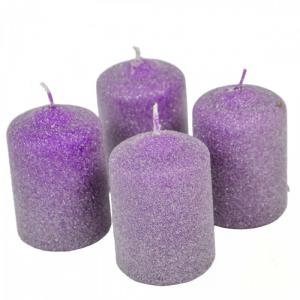 Bársony Glitter Henger Gyertya 50x75 mm - Lila szett