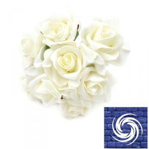 Drótos polyfoam rózsa - Tört fehér