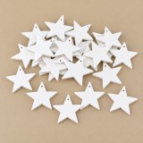 Fehér csillag fa dekoráció, 4,5 cm – 25 db/csomag