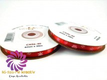 Hópehely mintás karácsonyi szalag - Piros