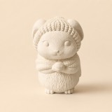 Kardigános nyuszi kerámiapor figura – natúr