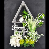 Kézműves - Zöld-Fehér madaras ajtódísz