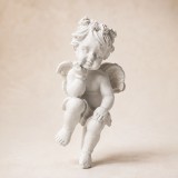Kis pihenő angyal kerámiapor figura – natúr