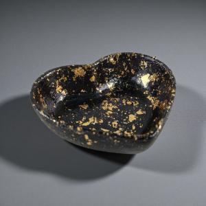 Kis szív tálka - Fekete-arany fóliás