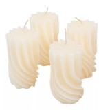 Kontúrozott hullámos henger gyertya 55x95 mm - Ivory
