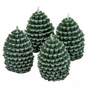 Kontúrozott Toboz Gyertya kicsi 52x70 mm - Sötét zöld szett