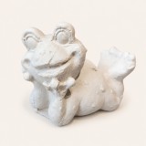 Könyöklő béka kerámiapor figura – natúr