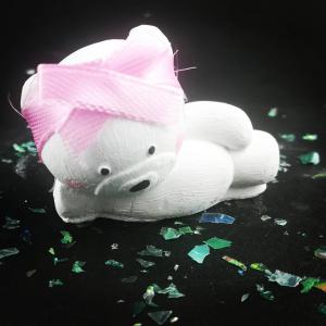 Könyöklő maci - Rózsaszín masnival