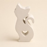 Macskusz lapos szívvel kerámiapor figura – natúr