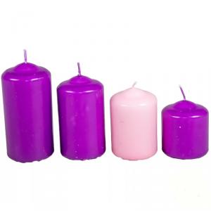 Mártott 50mm Lépcsős Gyertya szett - 3Lila 1Rózsaszín