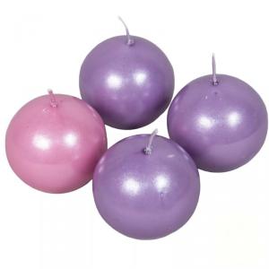 Metál Gömb gyertya 60 mm - 3Lila 1Rózsaszín