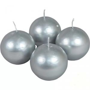 Metál Gömb gyertya 60 mm - Ezüst