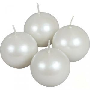 Metál Gömb gyertya 60 mm - Fehér
