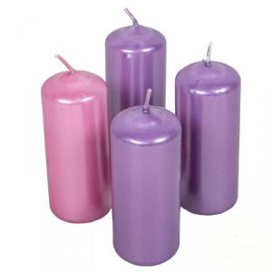 Metál henger gyertya szett 40x100mm - 3Lila 1Rózsaszín