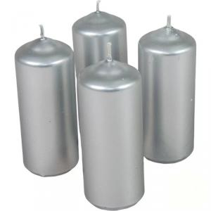 Metál henger gyertya szett 40x100mm - Ezüst