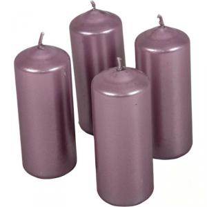 Metál henger gyertya szett 40x100mm - Halvány Lila