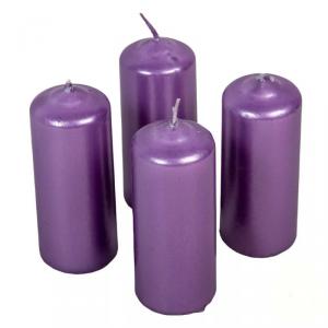 Metál henger gyertya szett 40x100mm - Lila